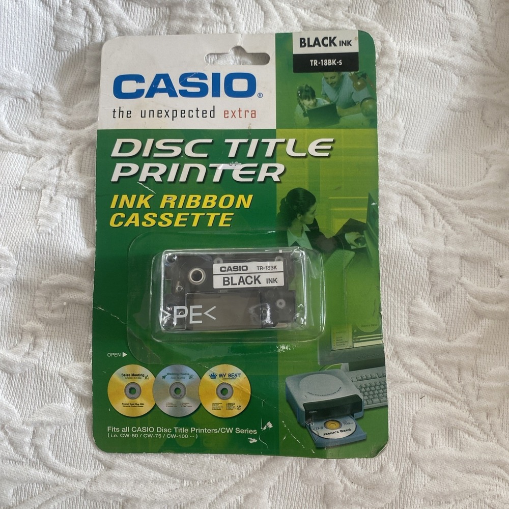 Casio TR-18BK-S Black Ink Disc Title Printer Ink Ribbon Cassette New